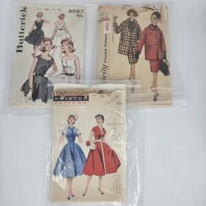 Lot 3 Vtg Retro Dresses Coats Sewing Patterns Uncut Size 12 Simplicity Butterick